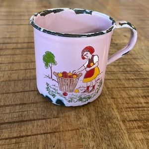 Vintage Childrens Enamelware Cup